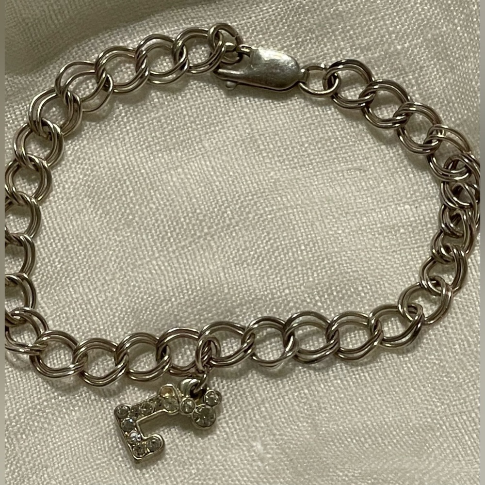 Sterling Silver 925 double row Charm bracelet with 2 Disney Charms